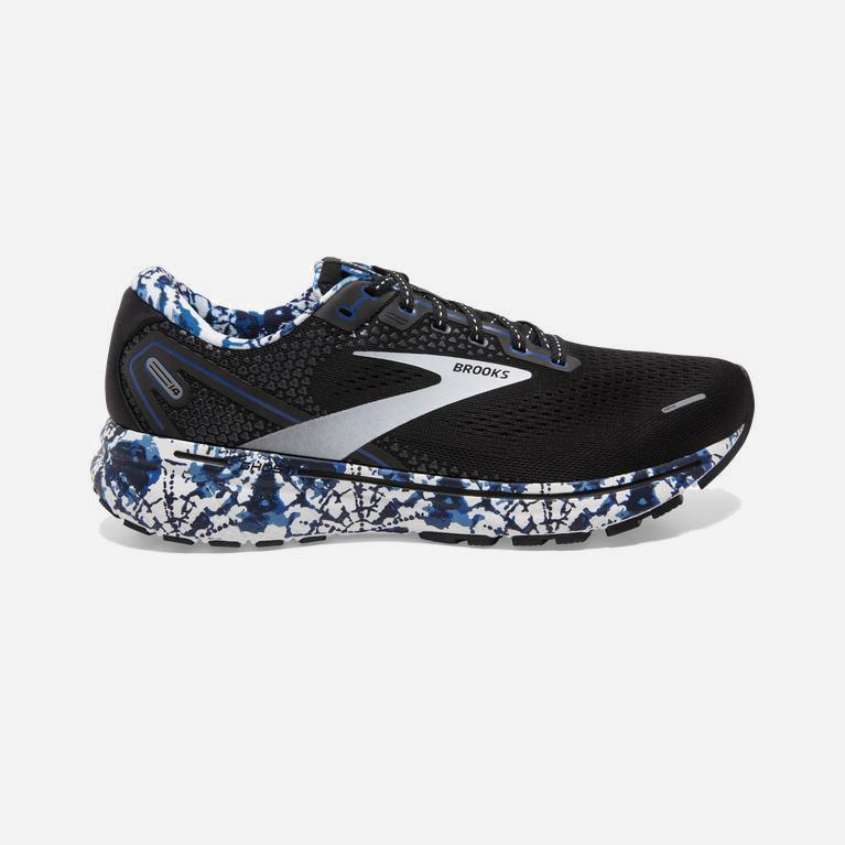 Brooks Ghost 14 Mens Cushioned Road Running Shoes - Black/White/True Blue - Philippines (450396XIR)